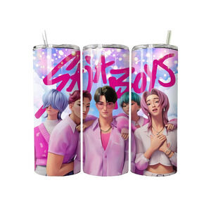 KPOP Demon Hunters Saja Boys Anime Stainless 20oz TUMBLER CUP LID STRAW KOREA